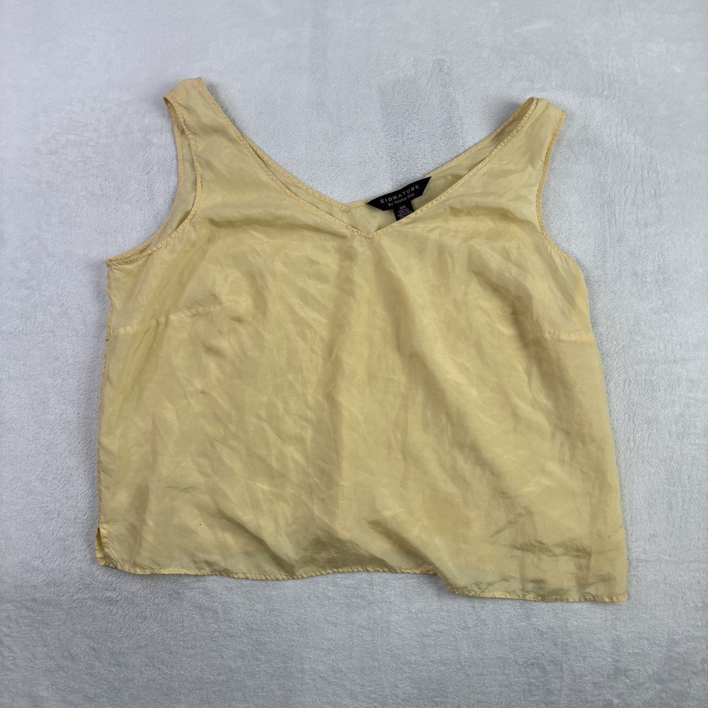 Signature Robbie Bee Yellow Silk Tank Top Camisole Shirt Women's 18W